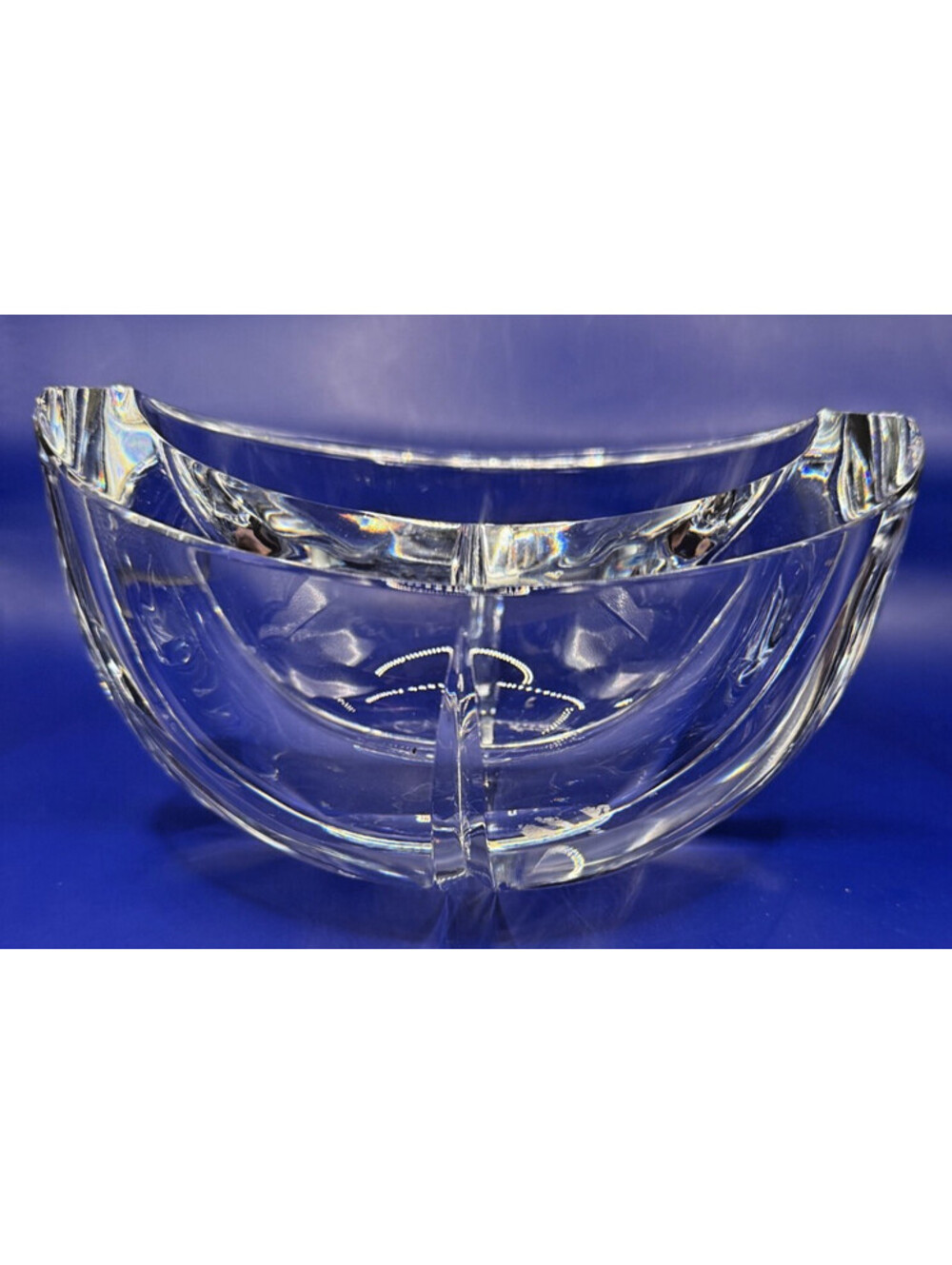 Signed Kosta Boda Swedish Art Crystal Bowl Heavy Thick Glass 7.5” Mid Century